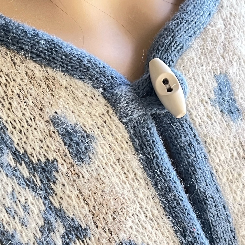 Alafoss Icewool Women's Vintage Blue Nordic Wool Cottagecore Cardigan Jacket - Picture 4 of 12